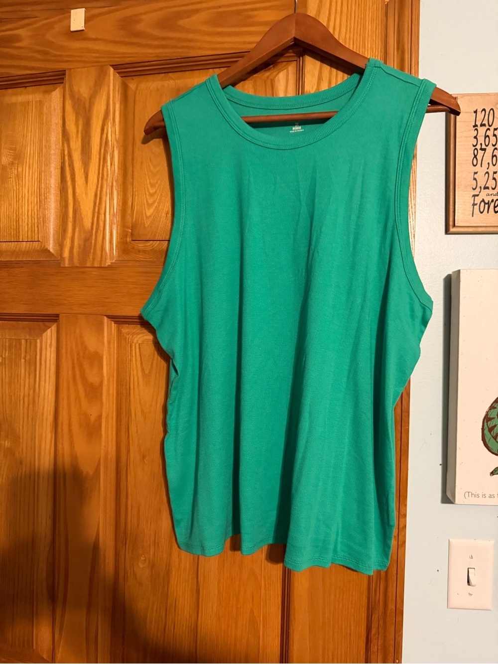Sleeveless Tank Top in Teal Green - Women's Casual Muscle Tee